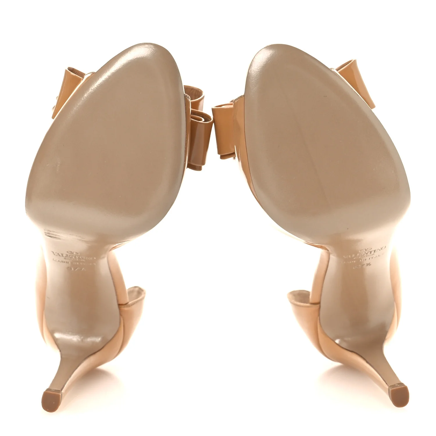 Patent Couture Bow Peep Toe Pumps 37.5 Beige - Image 7