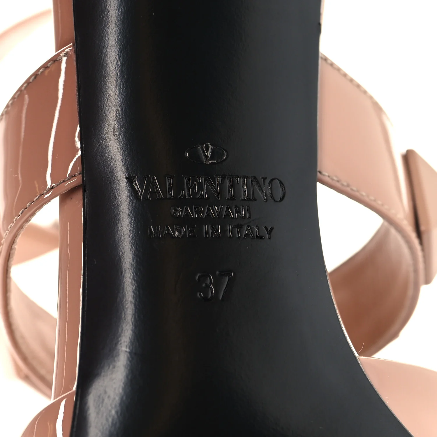 Patent Enamel Monochrome Roman Stud Ankle Strap 80mm Pumps 37 Rose Cannelle - Image 8