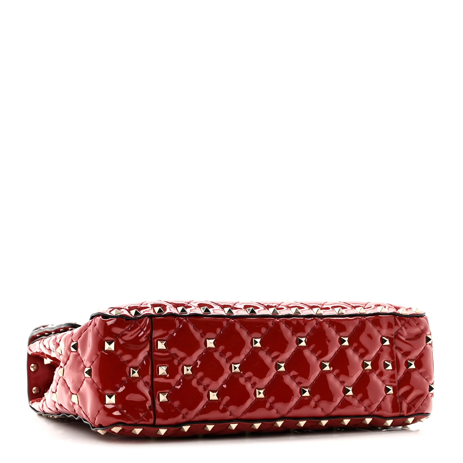 Patent Medium Rockstud Spike Shoulder Bag Rosso Valentino - Image 4