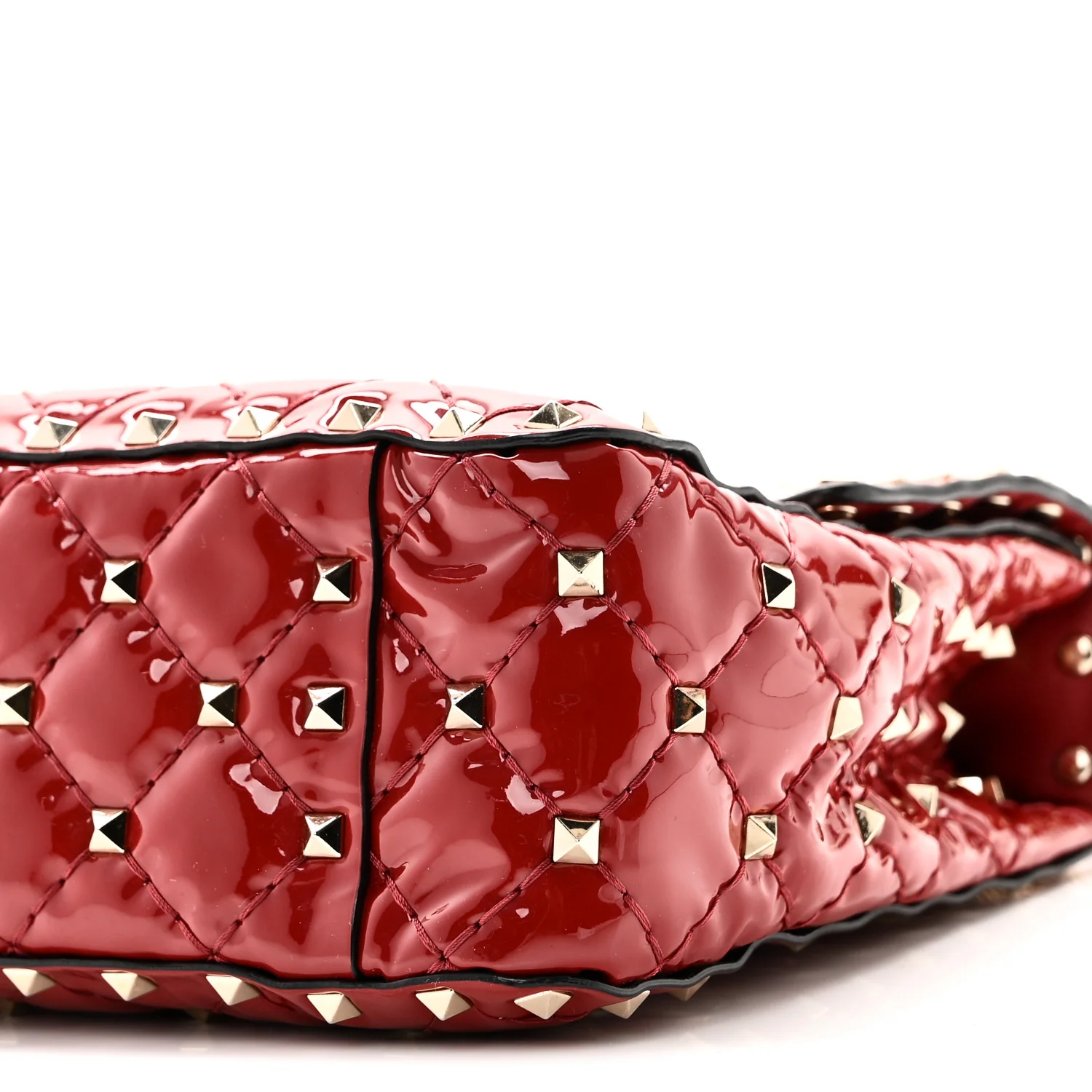Patent Medium Rockstud Spike Shoulder Bag Rosso Valentino - Image 9
