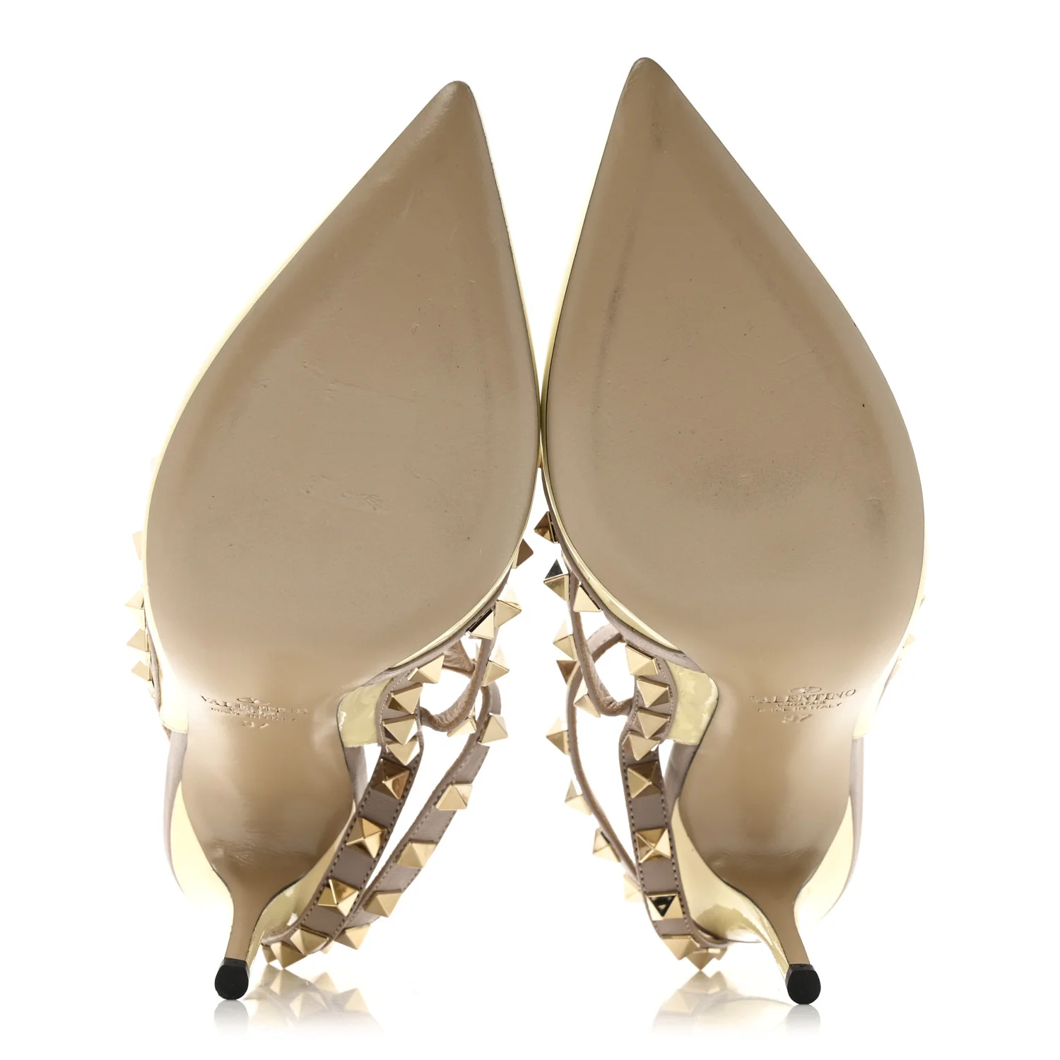 Patent Nappa Rockstud Ankle Strap 100mm Pumps 37 Light Ivory Poudre - Image 6