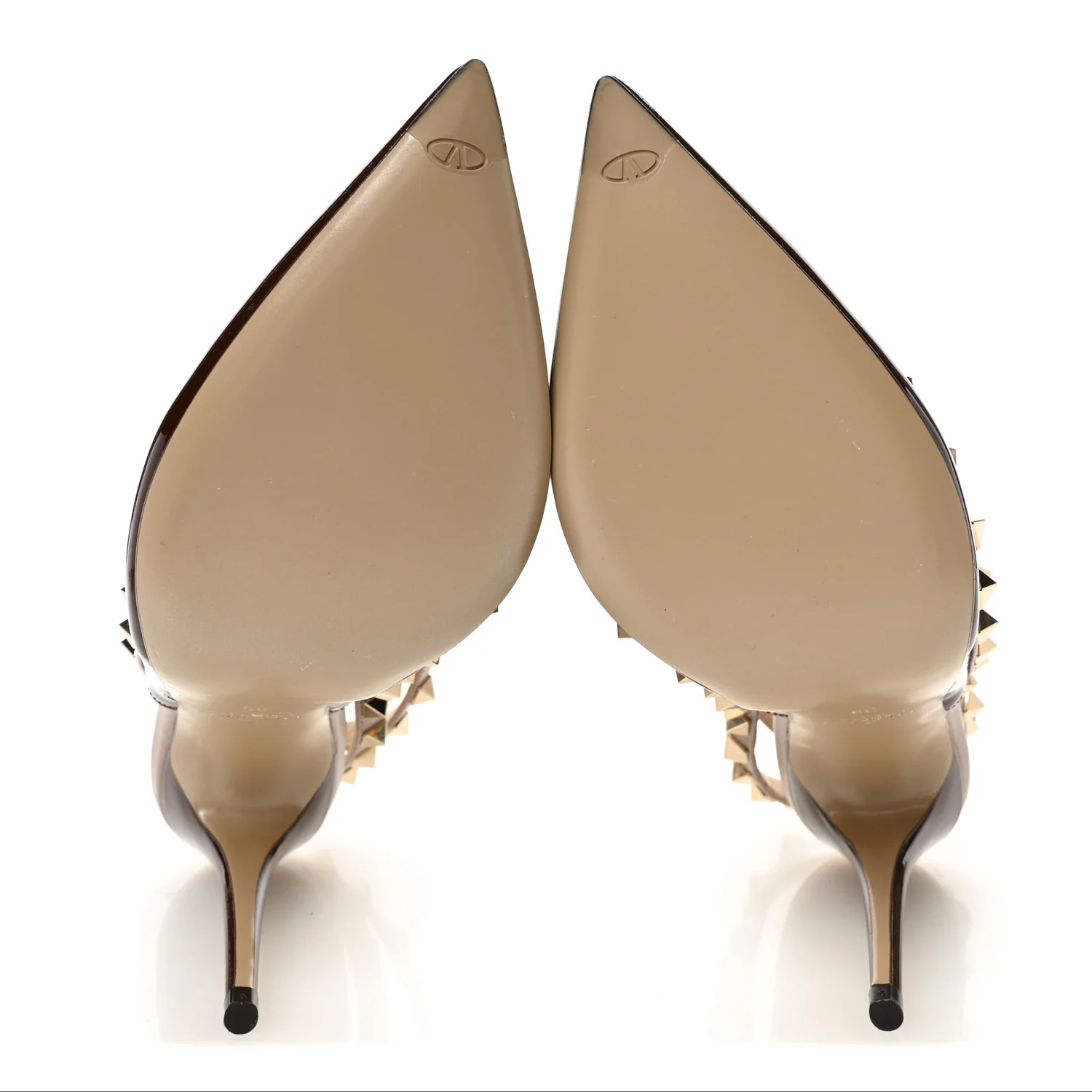 Patent Nappa Rockstud Ankle Strap 100mm Pumps 39 Brown Poudre - Image 6