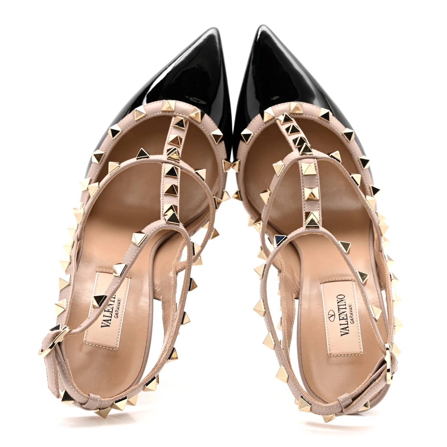 Patent Nappa Rockstud Ankle Strap 100mm Pumps 39.5 Black Poudre - Image 2
