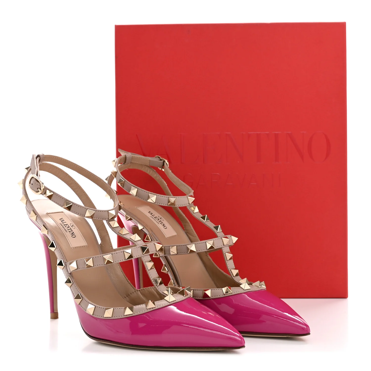 Patent Nappa Rockstud Ankle Strap 100mm Pumps 41 Rose Violet Poudre - Image 11