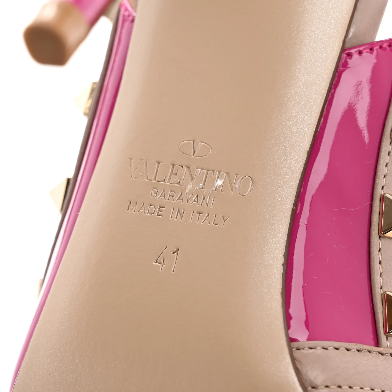 Patent Nappa Rockstud Ankle Strap 100mm Pumps 41 Rose Violet Poudre - Image 7