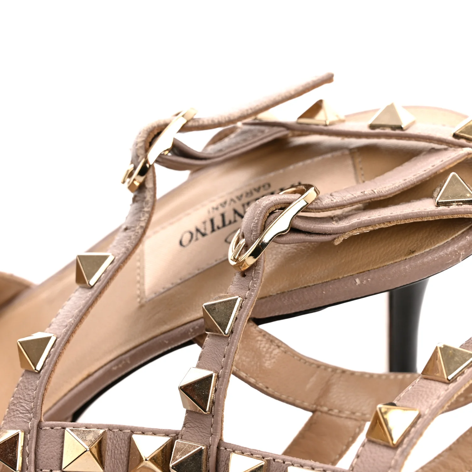 Patent Nappa Rockstud Ankle Strap 65mm Pumps 35.5 Black Poudre - Image 9