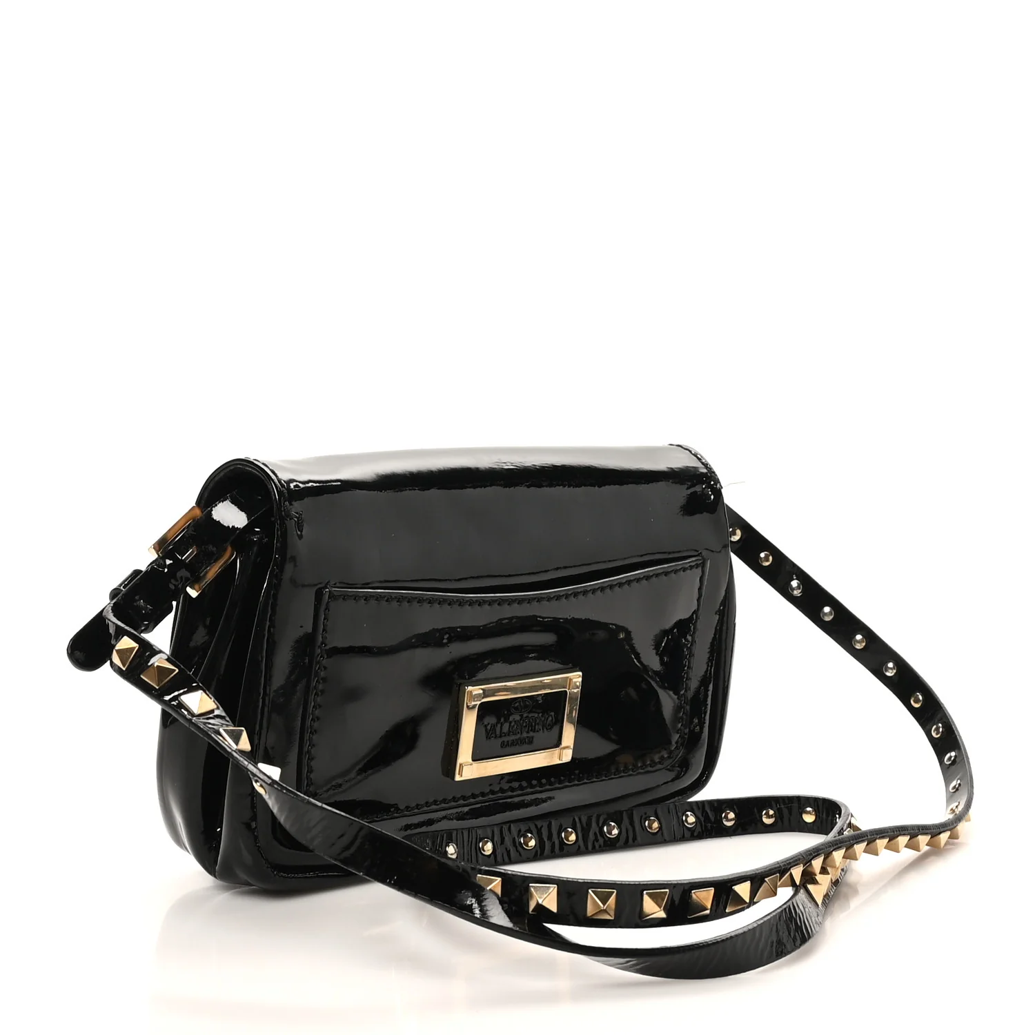 Patent Rockstud Flip Lock Flap Black - Image 3