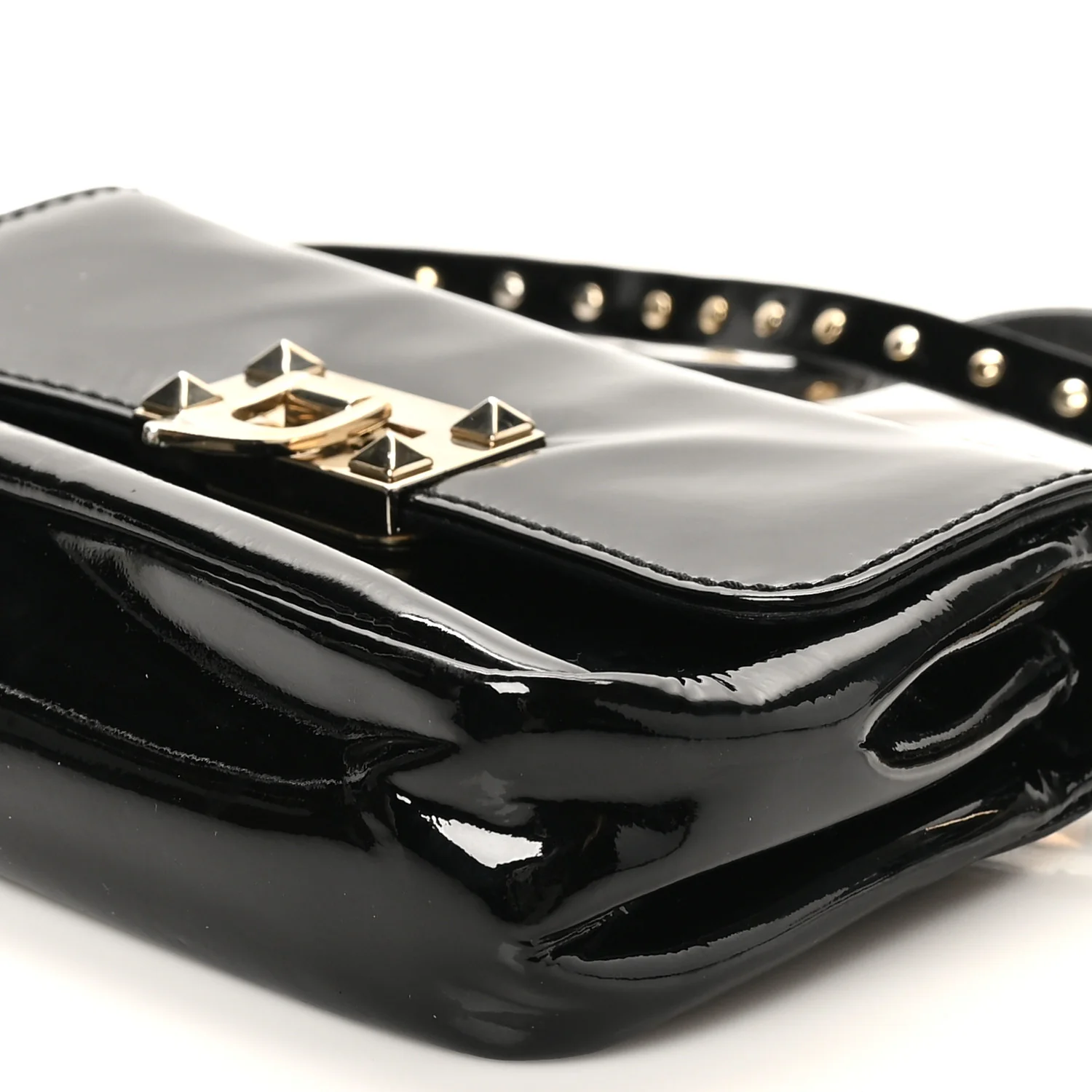 Patent Rockstud Flip Lock Flap Black - Image 9