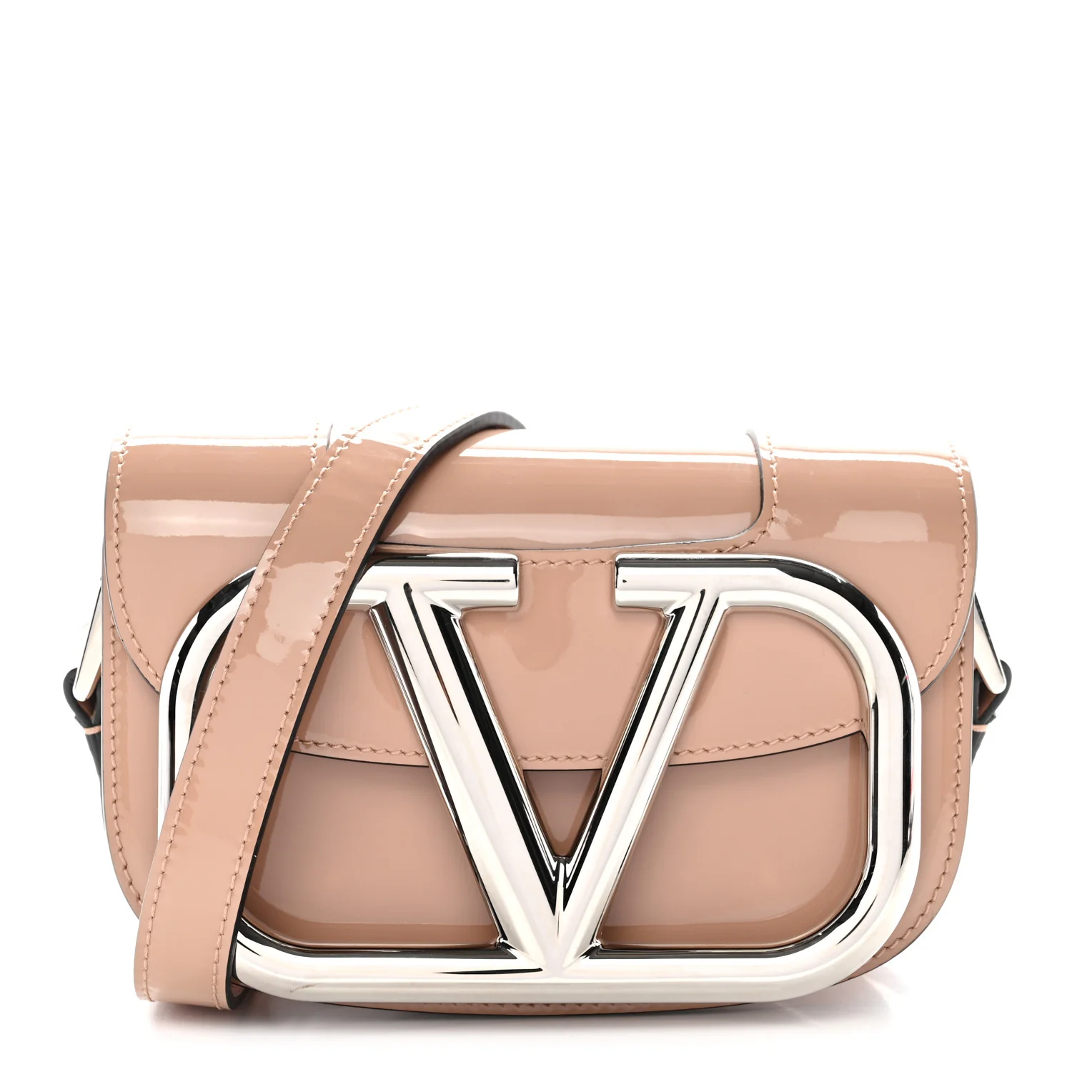 Patent Small Supervee Crossbody Bag Rose Cannelle