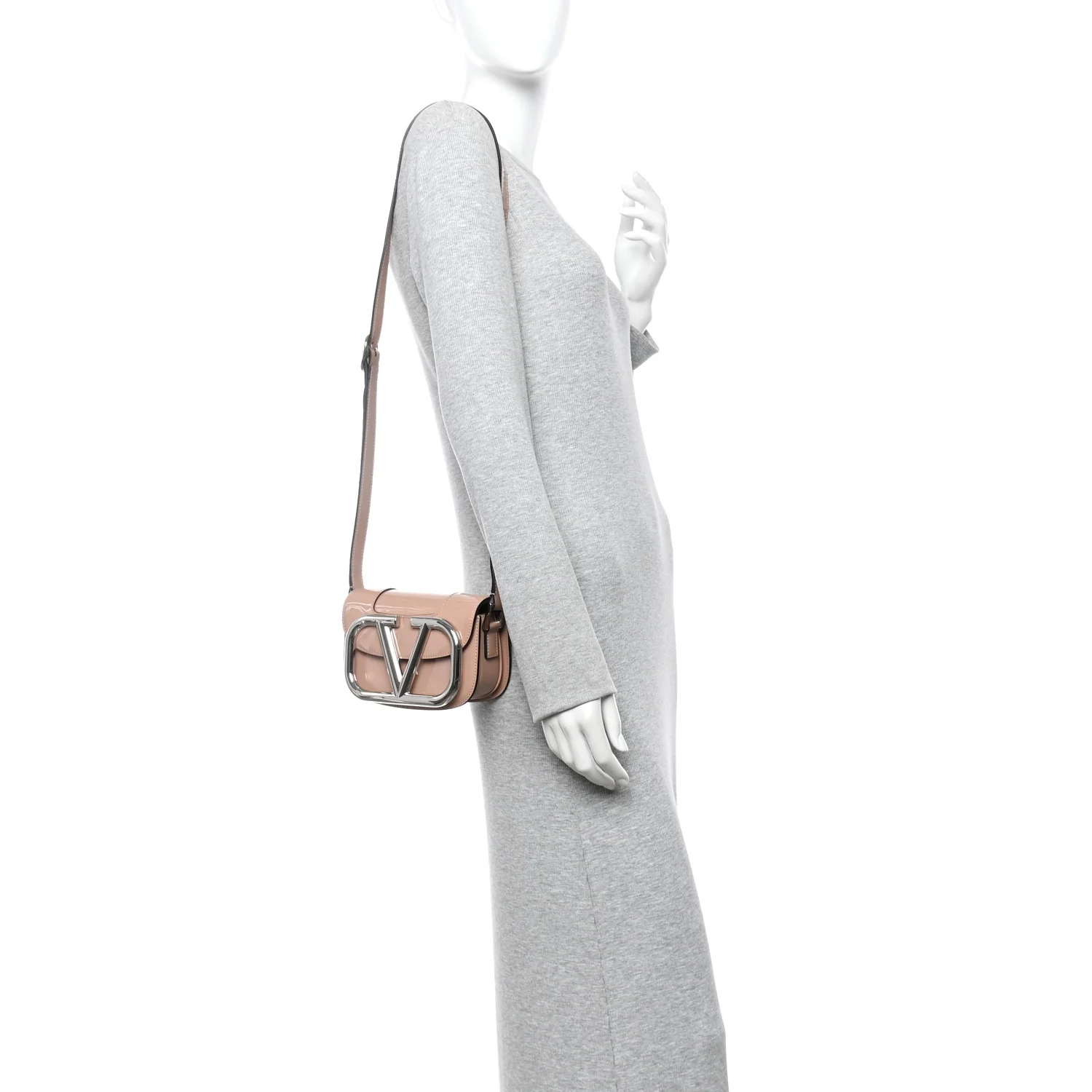 Patent Small Supervee Crossbody Bag Rose Cannelle - Image 2