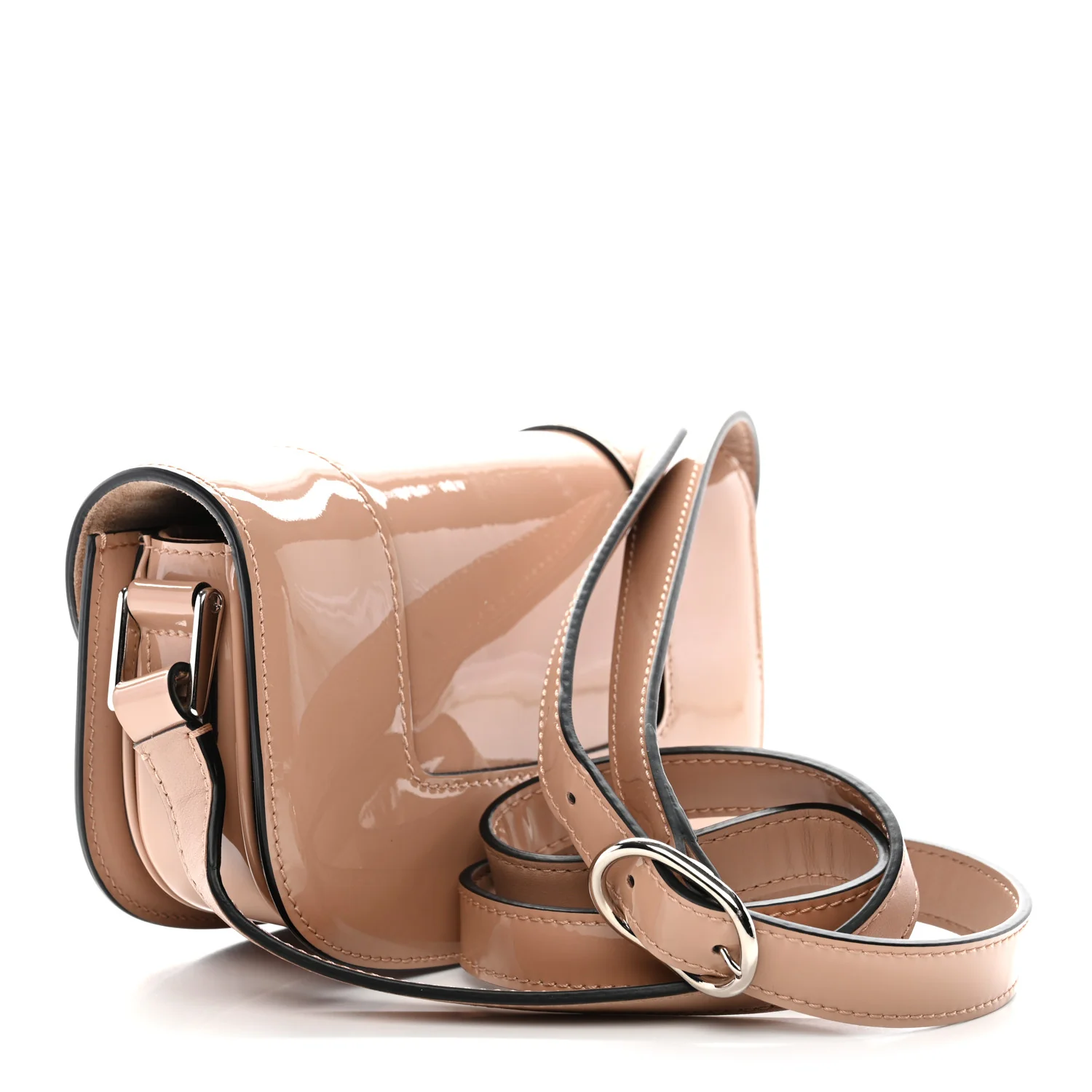 Patent Small Supervee Crossbody Bag Rose Cannelle - Image 3