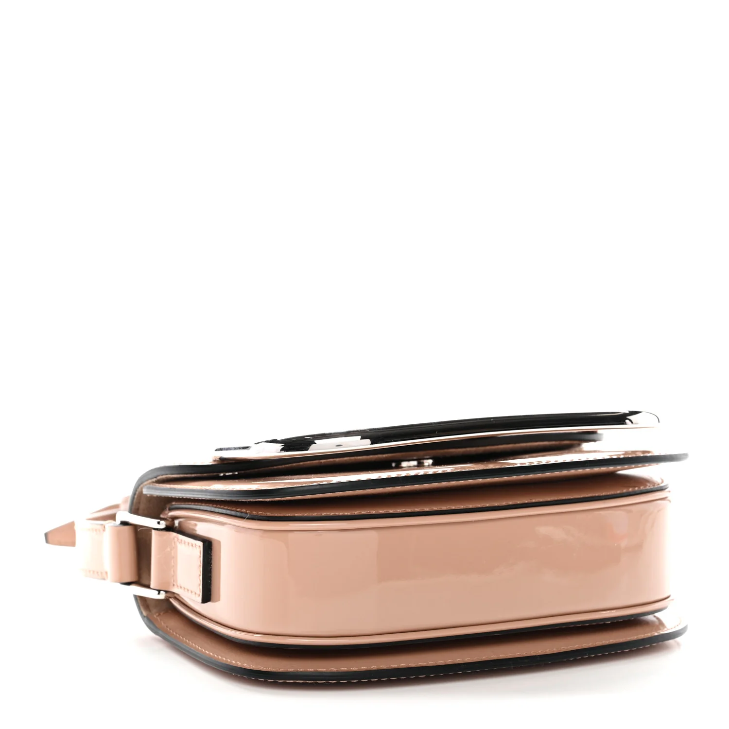 Patent Small Supervee Crossbody Bag Rose Cannelle - Image 4