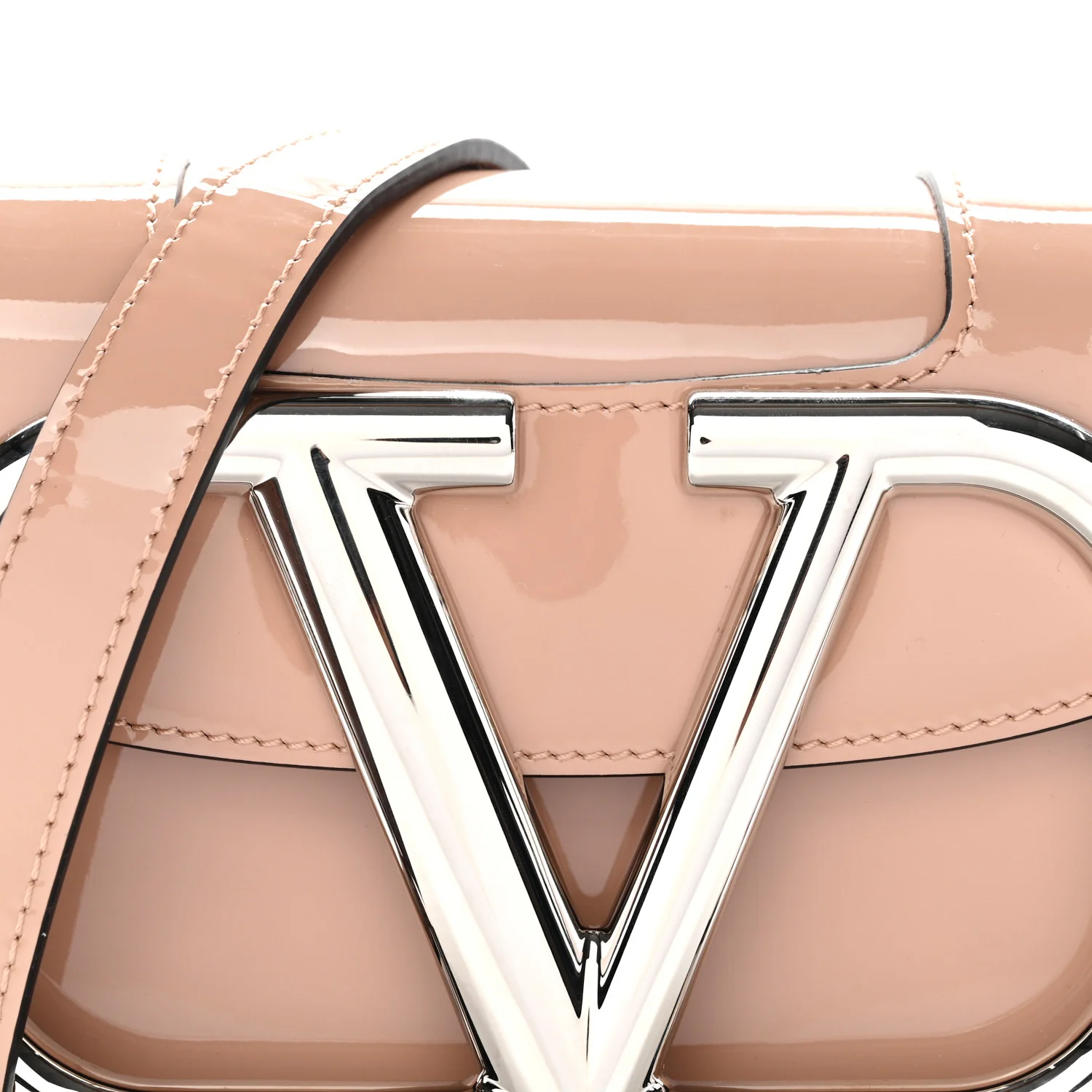 Patent Small Supervee Crossbody Bag Rose Cannelle - Image 7