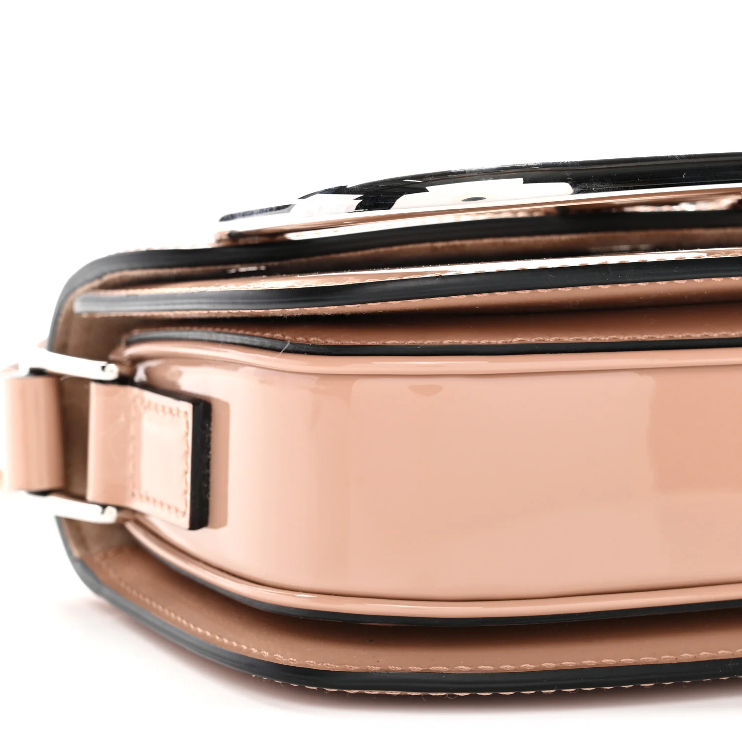 Patent Small Supervee Crossbody Bag Rose Cannelle - Image 8
