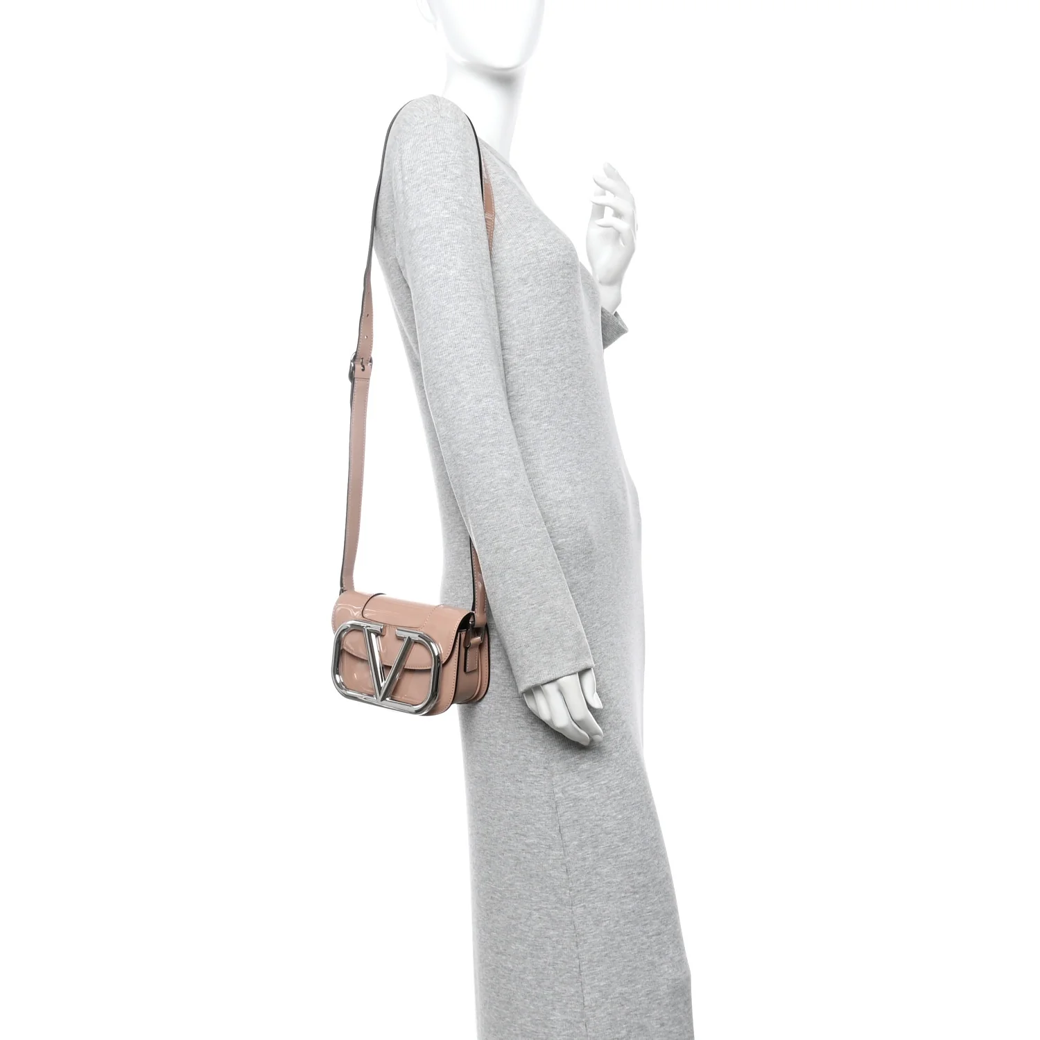 Patent Small Supervee Crossbody Bag Rose Cannelle - Image 2