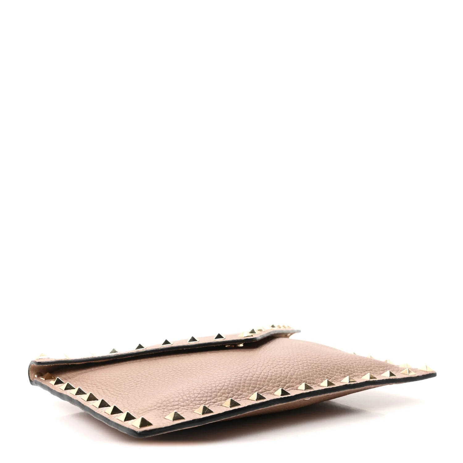 Pebbled Calfskin Medium Rockstud Envelope Flat Wristlet Pouch  Poudre - Image 4