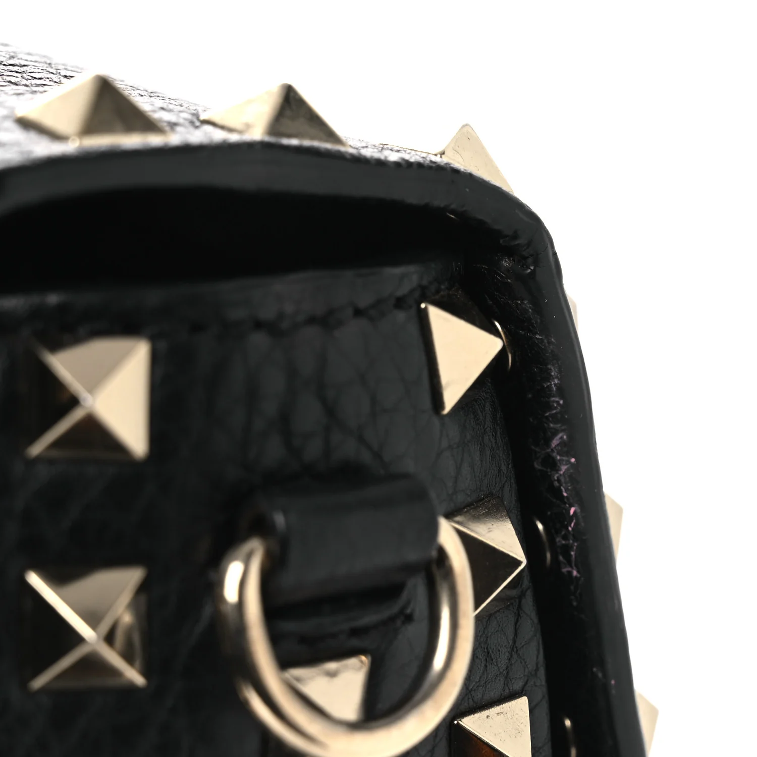 Pebbled Calfskin Medium Rockstud Flap Saddle Bag Black - Image 13