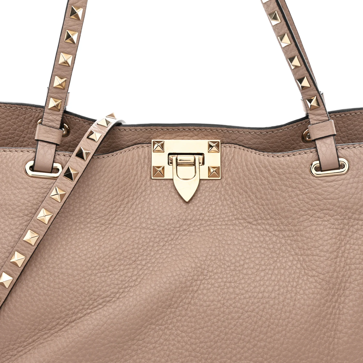 Pebbled Calfskin Medium Rockstud Tote Poudre - Image 7