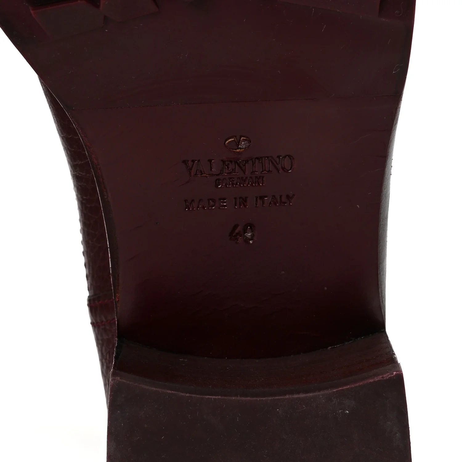Pebbled Calfskin Rockstud Biker Boots 40 Rubin - Image 7