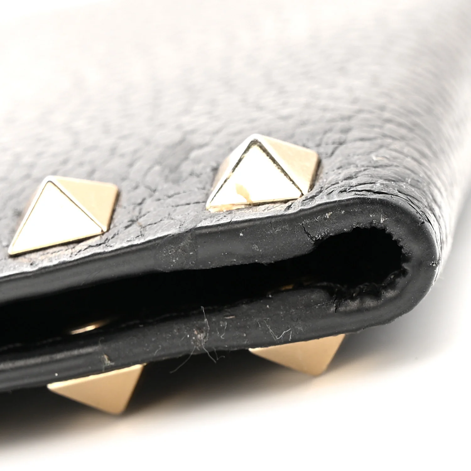 Pebbled Calfskin Rockstud Coin Case Card Holder Black - Image 15