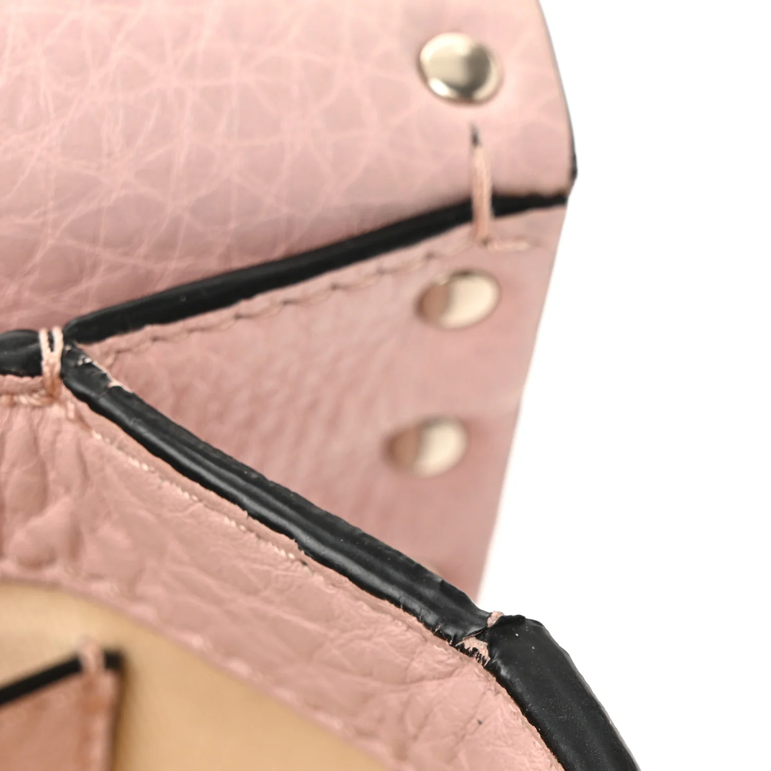 Pebbled Calfskin Rockstud Flip Lock Chain Crossbody Bag Poudre - Image 10