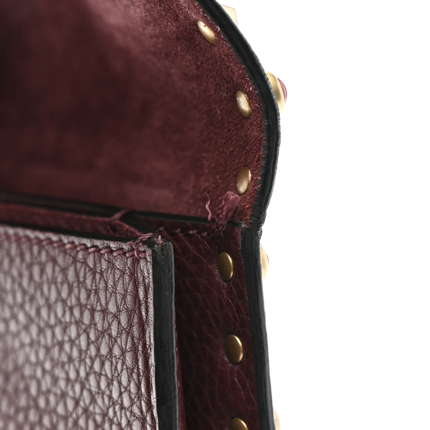 Pebbled Calfskin Rockstud Rolling Wristlet Clutch  Rubin - Image 12