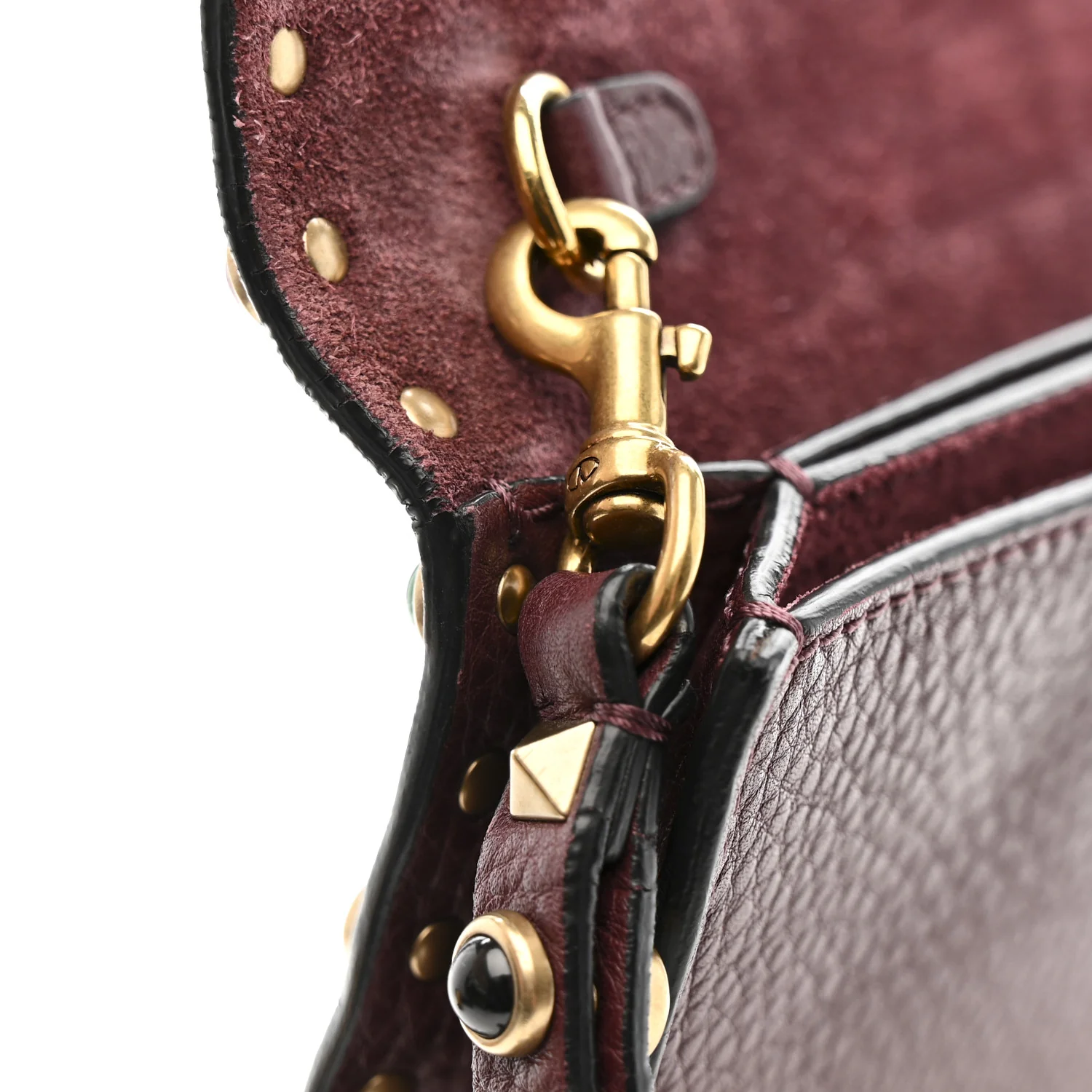 Pebbled Calfskin Rockstud Rolling Wristlet Clutch  Rubin - Image 13