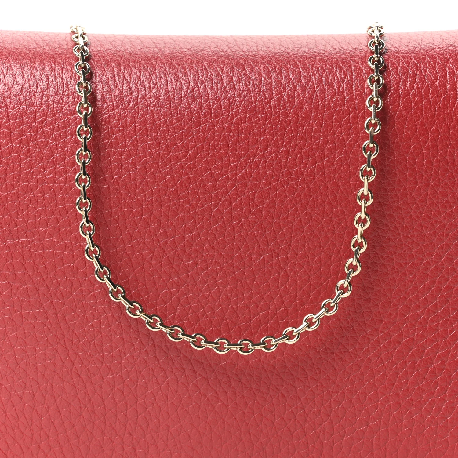 Pebbled Calfskin Rockstud Wallet on Chain Rouge Pur - Image 8