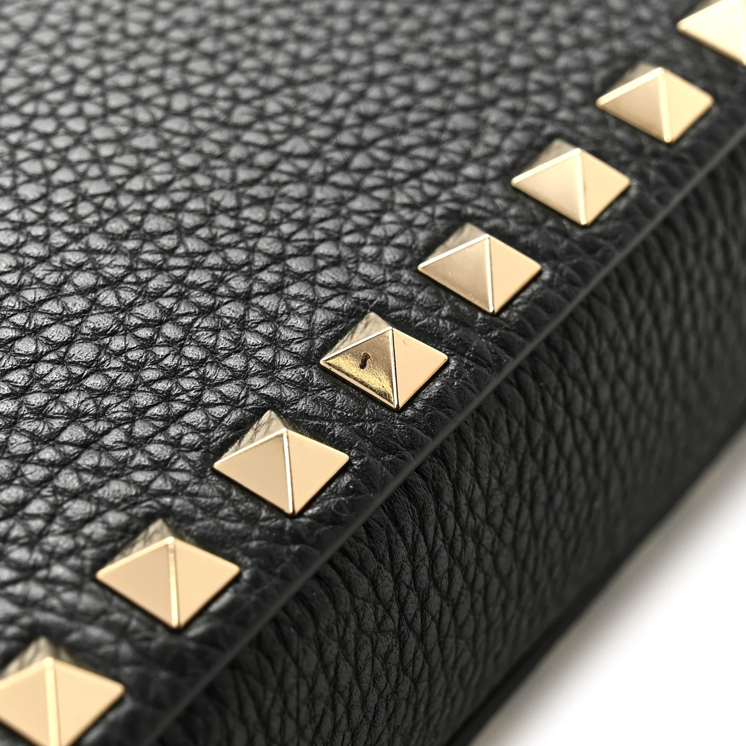 Pebbled Calfskin Rockstud Wristlet Zip Pouch Black - Image 8