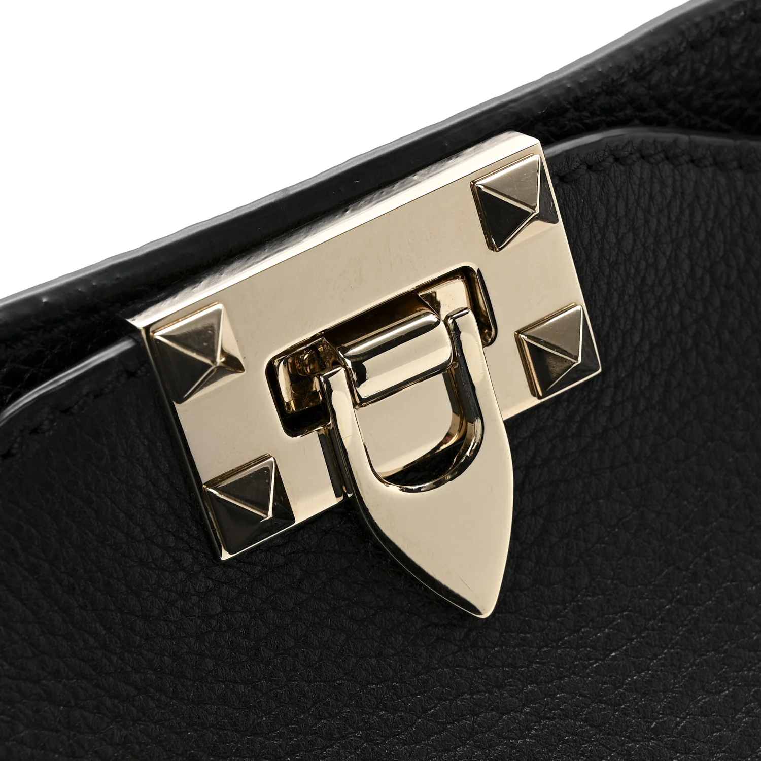 Pebbled Calfskin Small Rockstud Flip-Lock Messenger Bag Black - Image 10