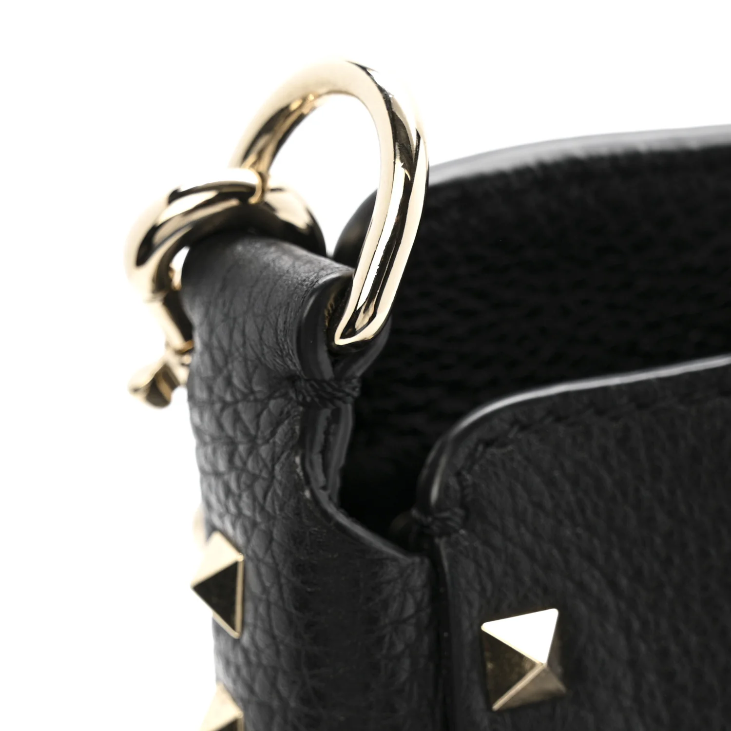 Pebbled Calfskin Small Rockstud Flip-Lock Messenger Bag Black - Image 11