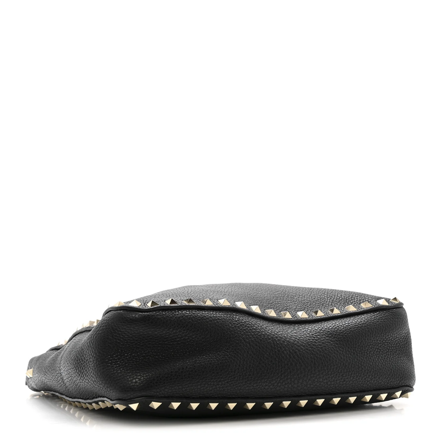 Pebbled Calfskin Small Rockstud Flip-Lock Messenger Bag Black - Image 4