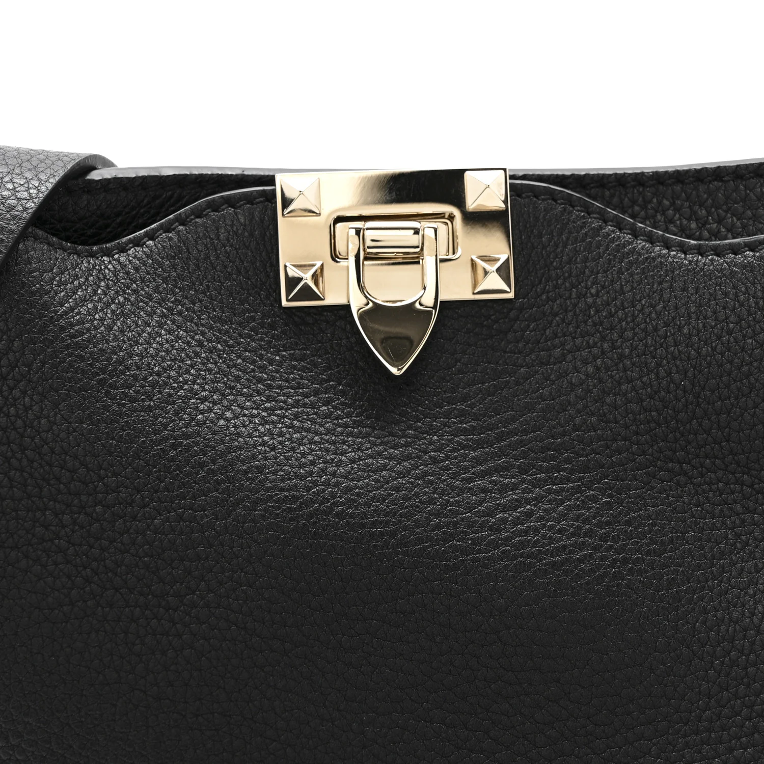 Pebbled Calfskin Small Rockstud Flip-Lock Messenger Bag Black - Image 7