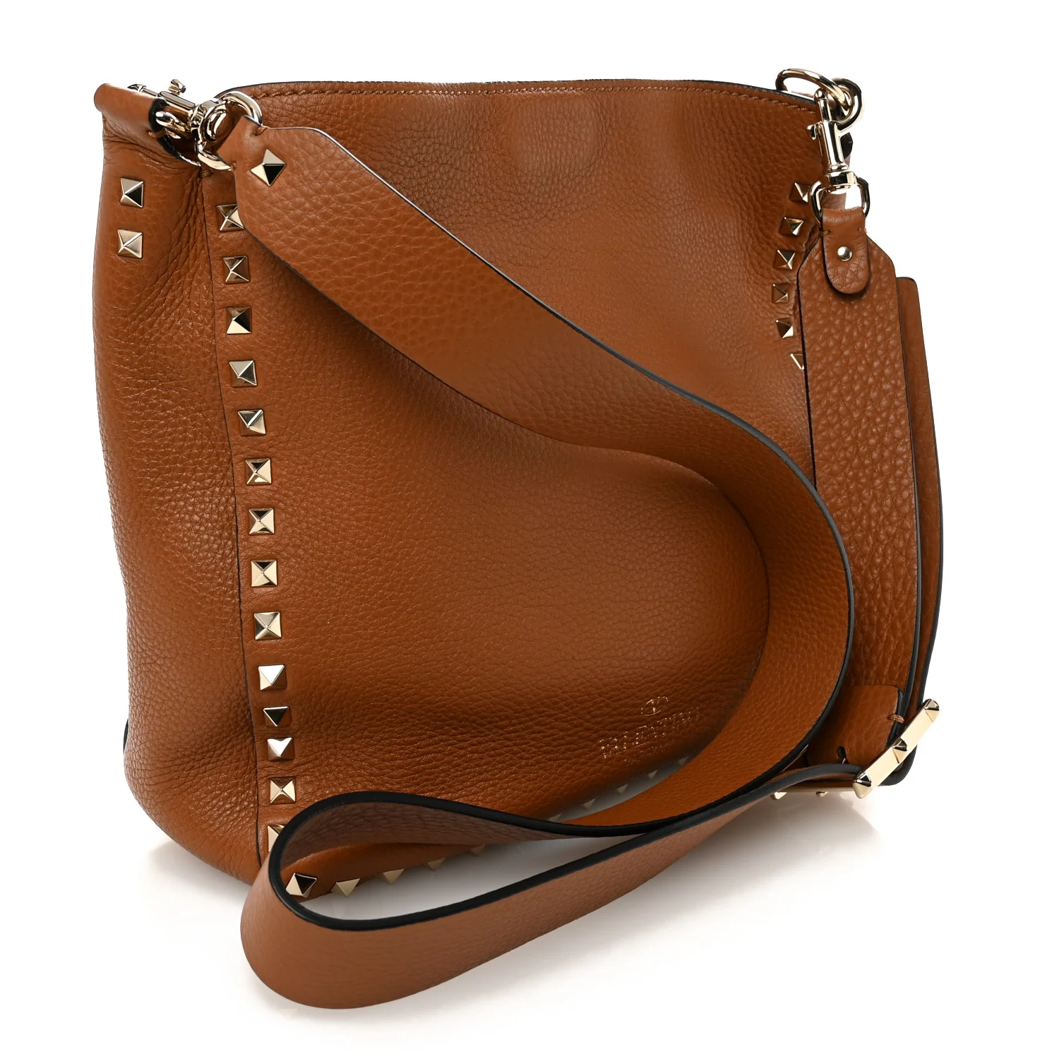 Pebbled Calfskin Small Rockstud Flip-Lock Messenger Bag Light Cuir - Image 3