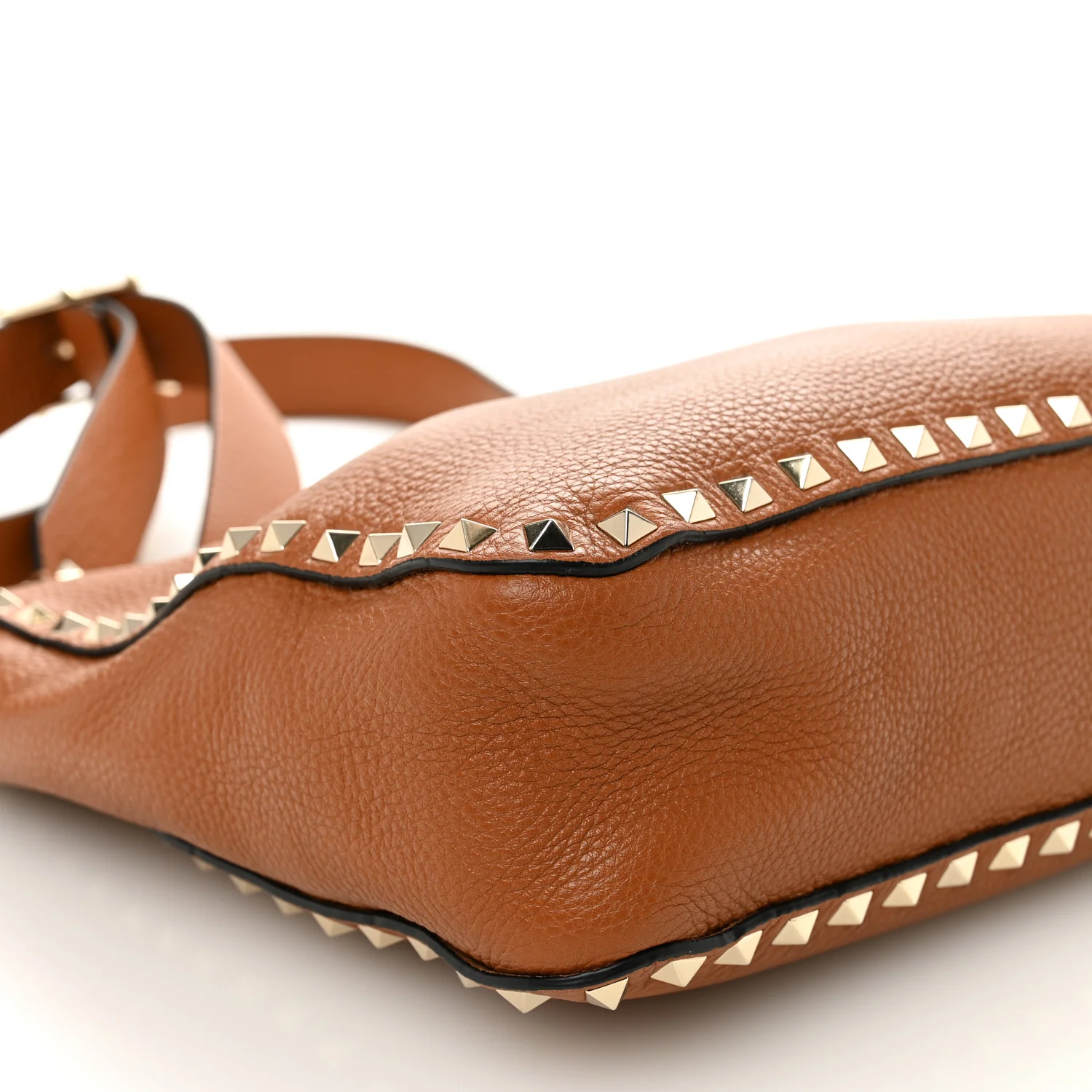 Pebbled Calfskin Small Rockstud Flip-Lock Messenger Bag Light Cuir - Image 8