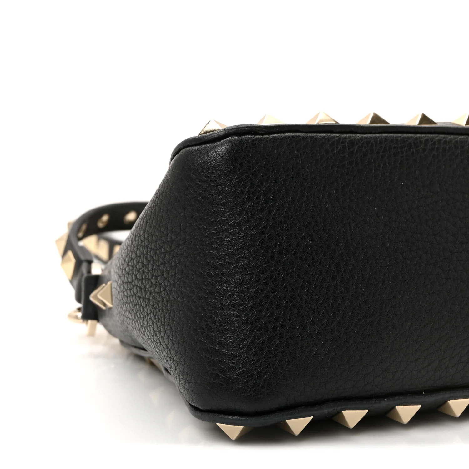 Pebbled Calfskin Small Rockstud Flip Lock Shoulder Bag Black - Image 8