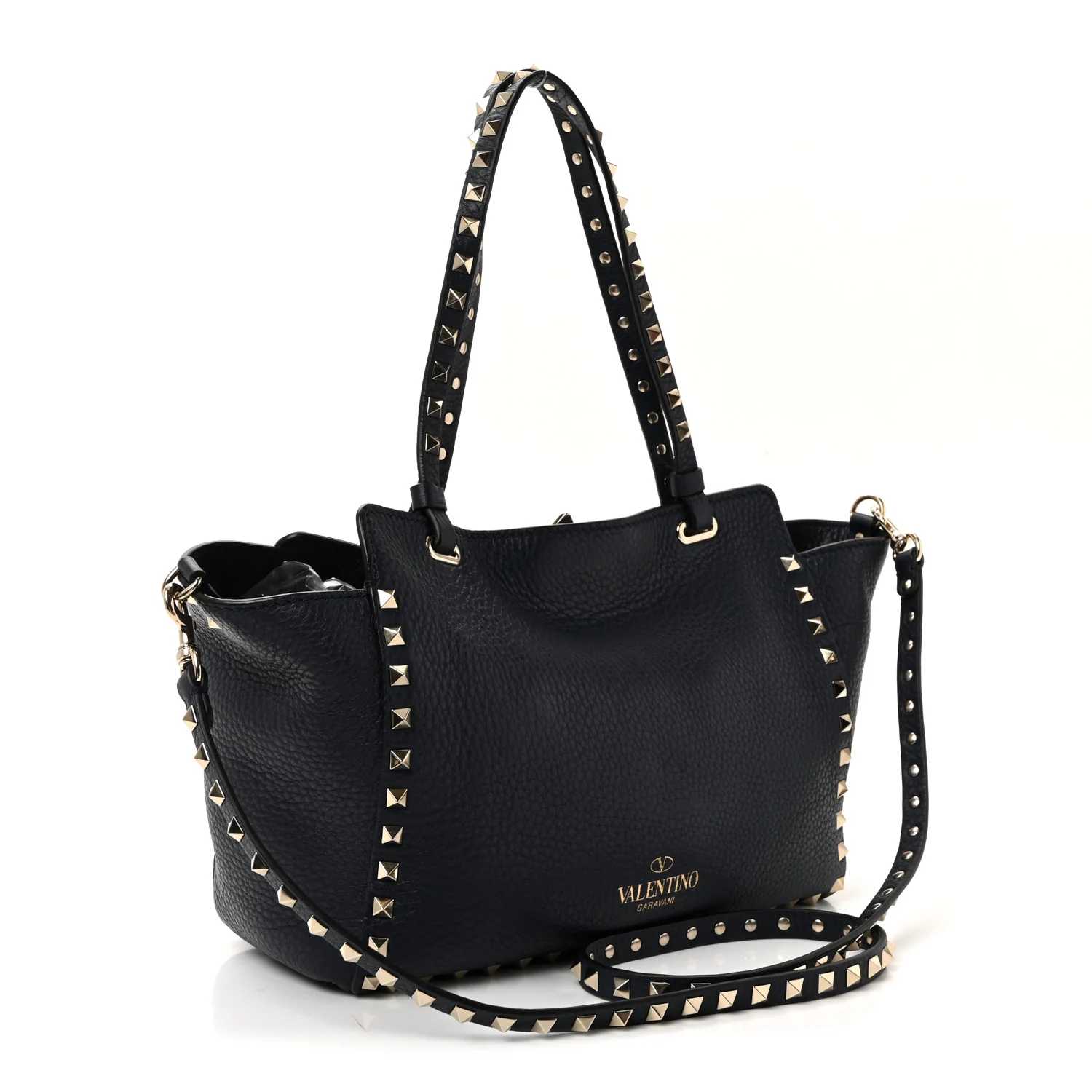 Pebbled Calfskin Small Rockstud Tote Deep Denim - Image 3
