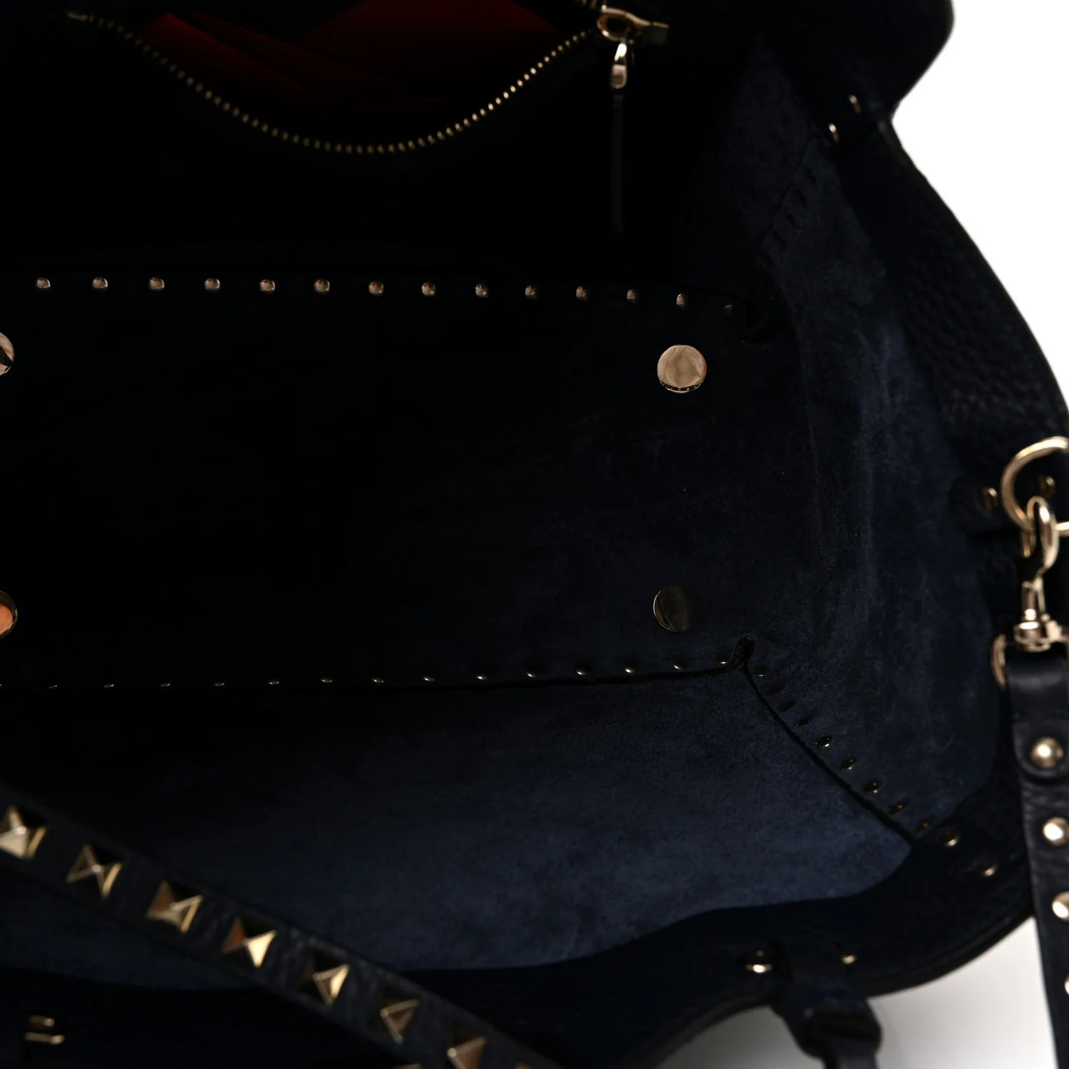 Pebbled Calfskin Small Rockstud Tote Deep Denim - Image 5