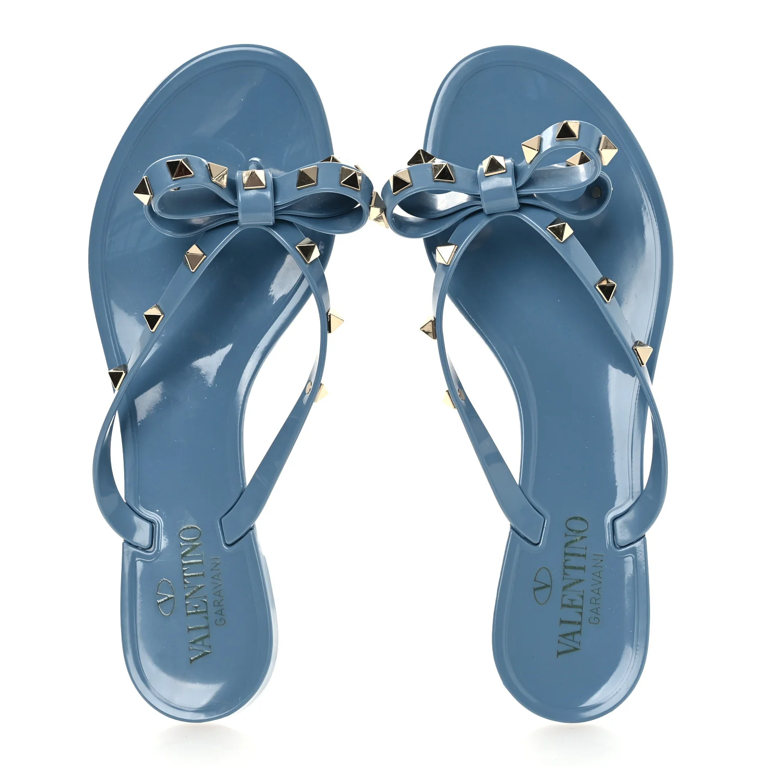 PVC Jelly Rockstud Bow Thong Sandals 38 Grey Sky - Image 2