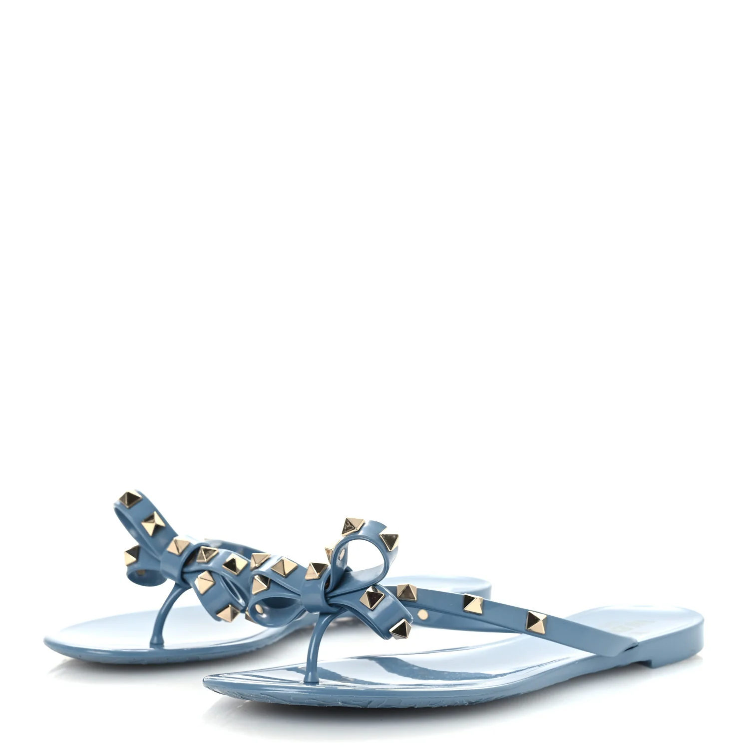 PVC Jelly Rockstud Bow Thong Sandals 38 Grey Sky - Image 4