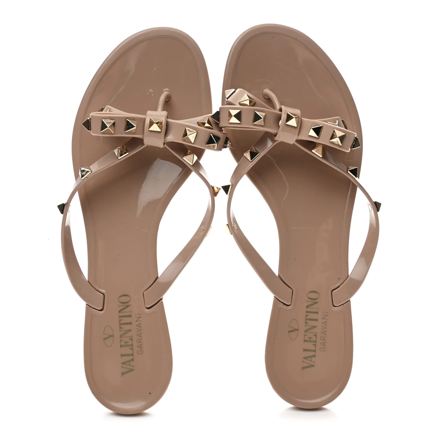 PVC Jelly Rockstud Bow Thong Sandals 38 Poudre - Image 2