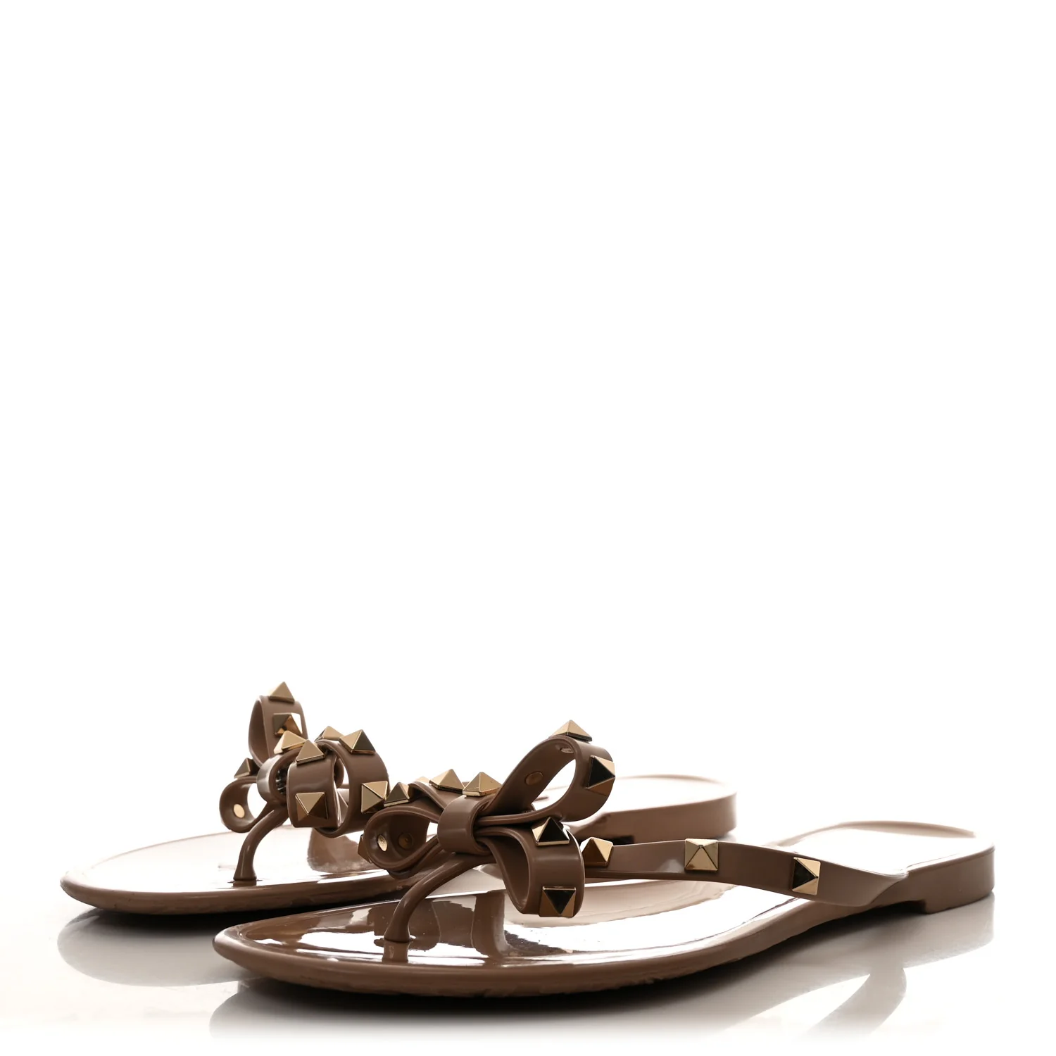 PVC Jelly Rockstud Bow Thong Sandals 38 Poudre - Image 4