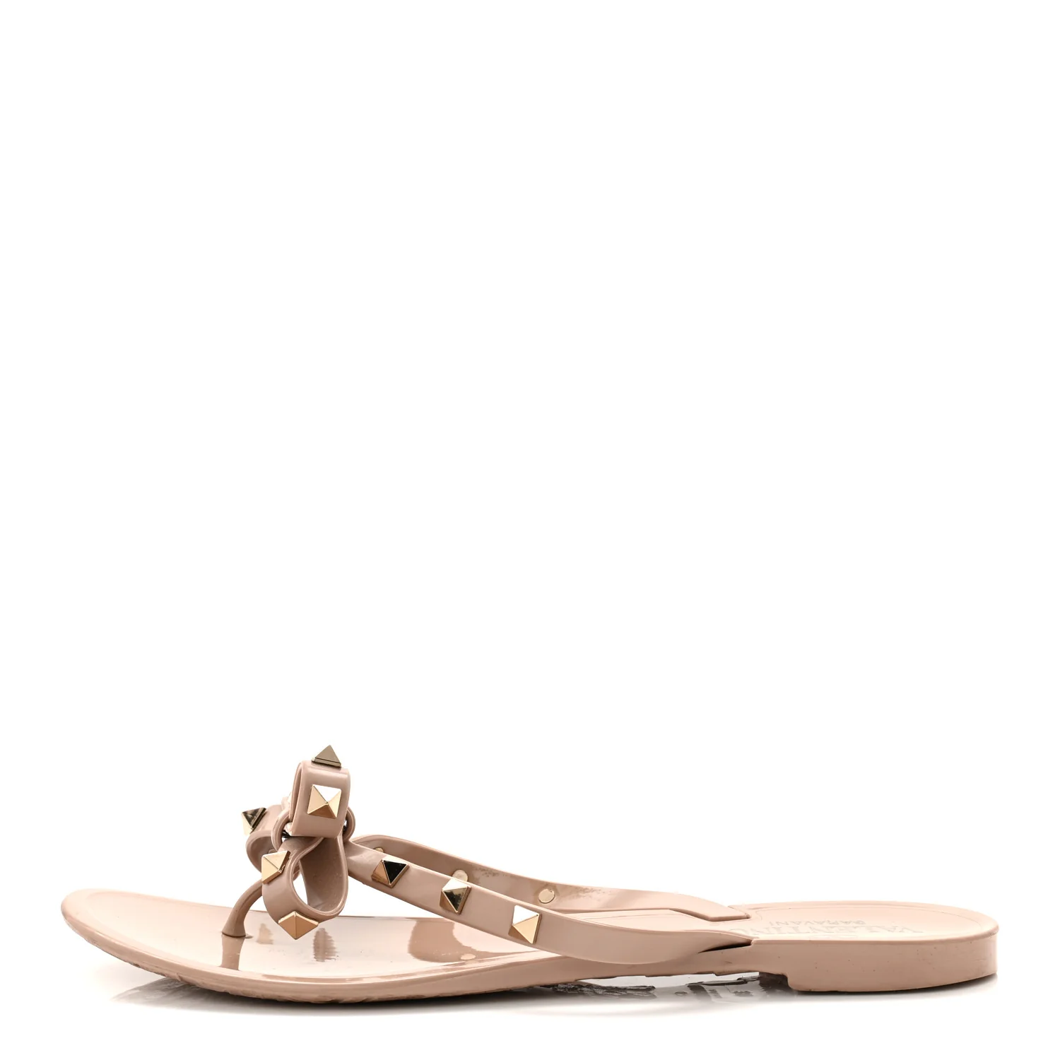 PVC Jelly Rockstud Bow Thong Sandals 38 Poudre
