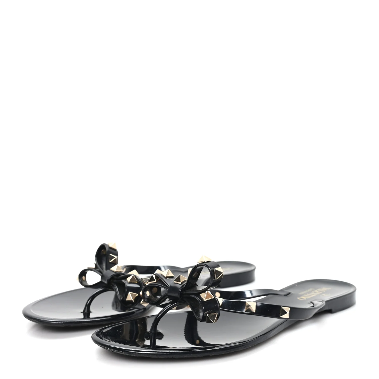 PVC Jelly Rockstud Bow Thong Sandals 40 Black - Image 4