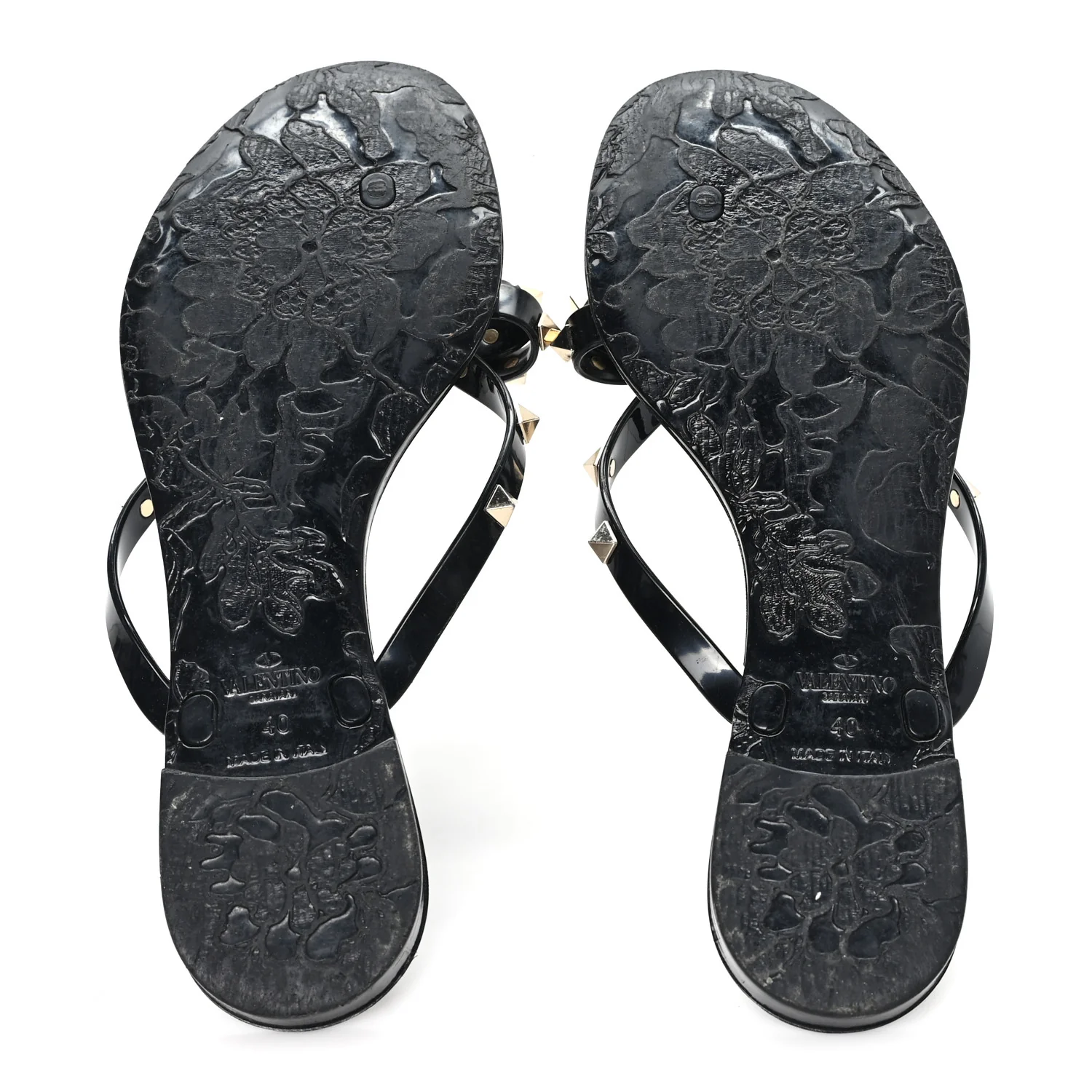 PVC Jelly Rockstud Bow Thong Sandals 40 Black - Image 6