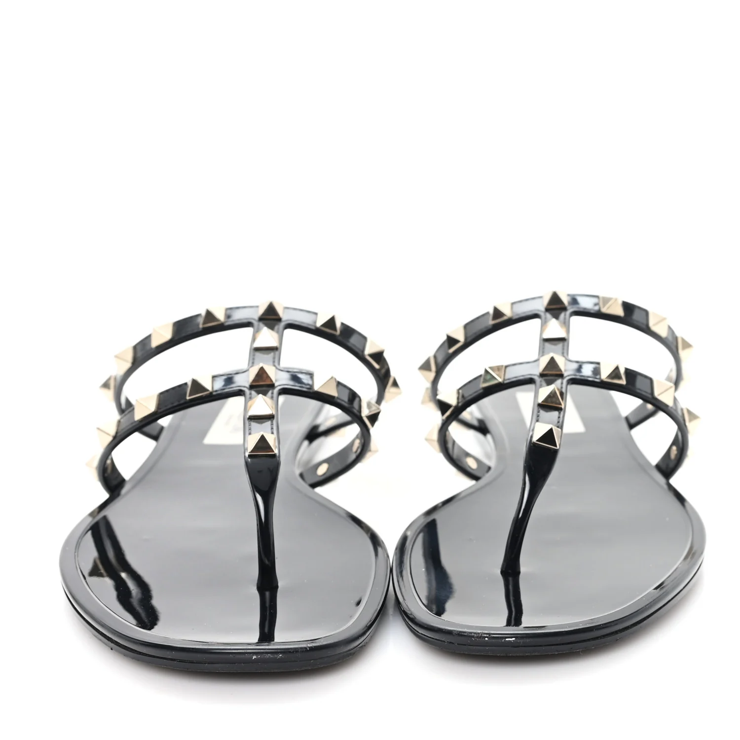 PVC Jelly Rockstud Caged Flat Thong Sandals 38 Black - Image 3
