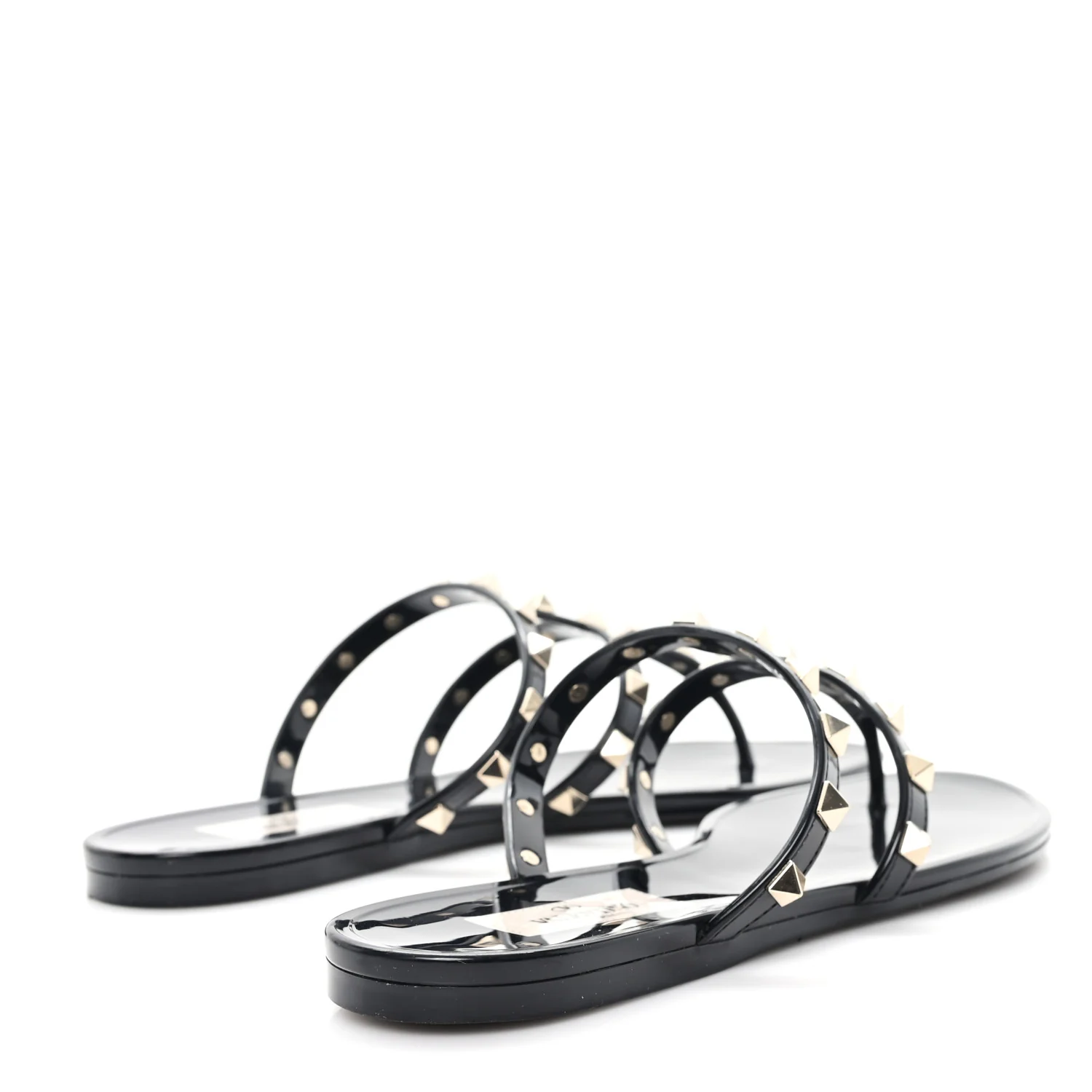 PVC Jelly Rockstud Caged Flat Thong Sandals 38 Black - Image 5