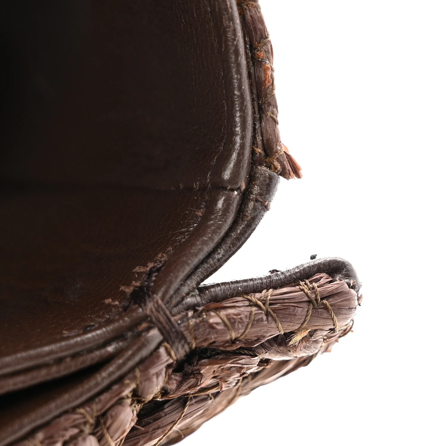Raffia One Stud Chain Clutch Dark Brown - Image 12