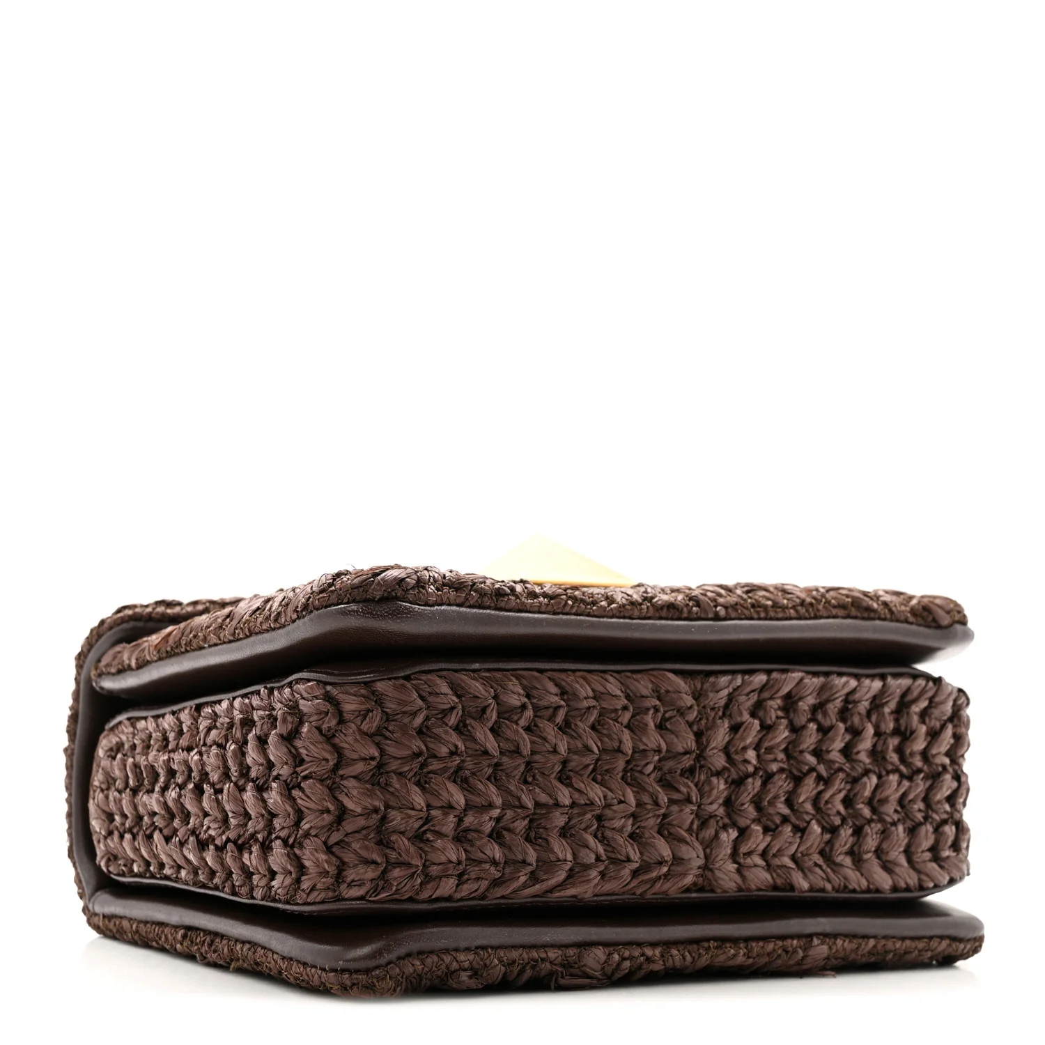 Raffia One Stud Chain Clutch Dark Brown - Image 4