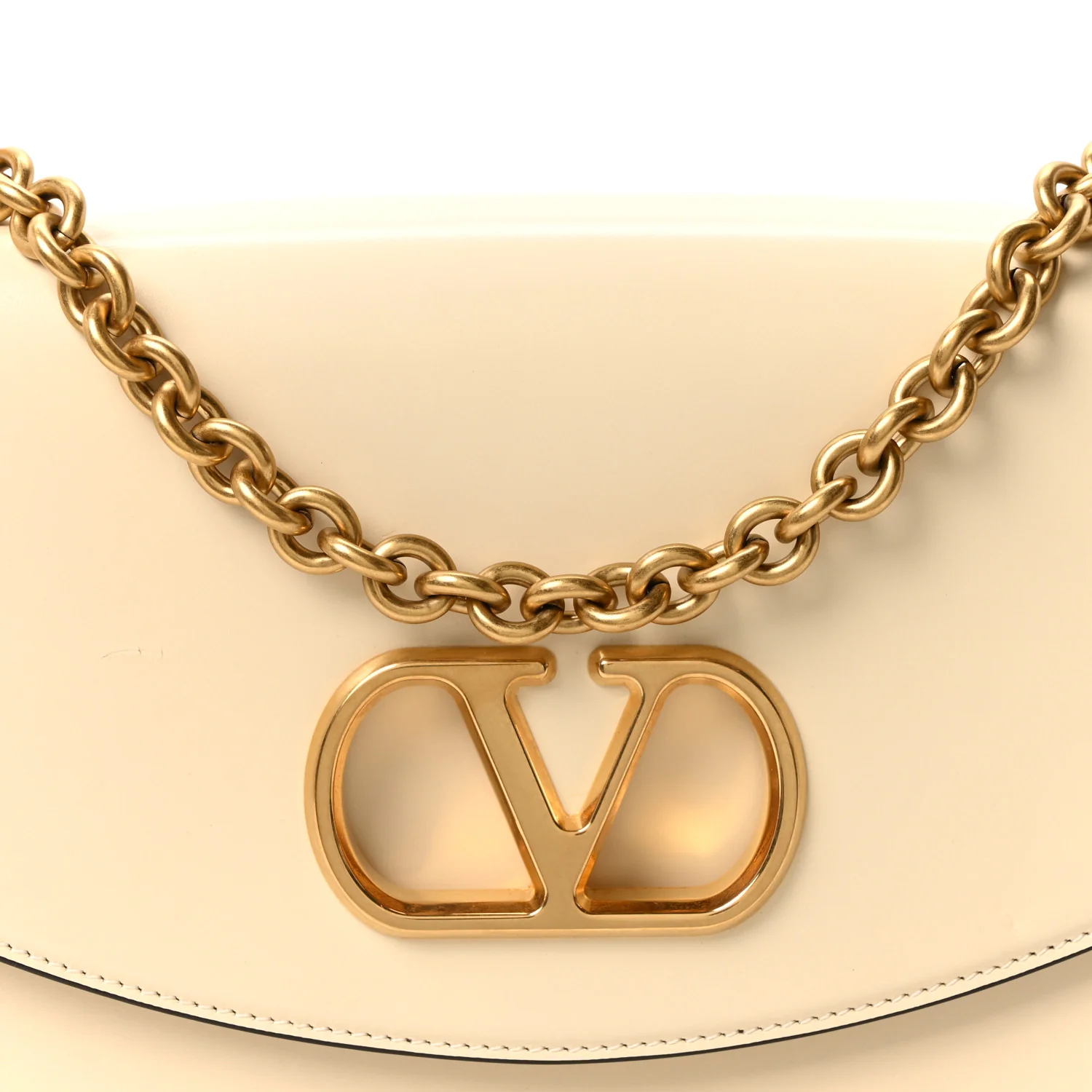 Shiny Calfskin Vain Shoulder Bag Butter - Image 8